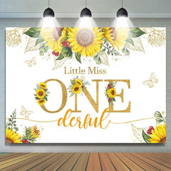 Lofaris Little Miss Onederful Sunflower 1st Birthday Backdrop
