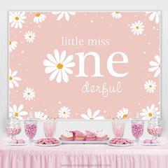 Lofaris Little Miss Simple Daisy Happy 1st Birthday Backdrop