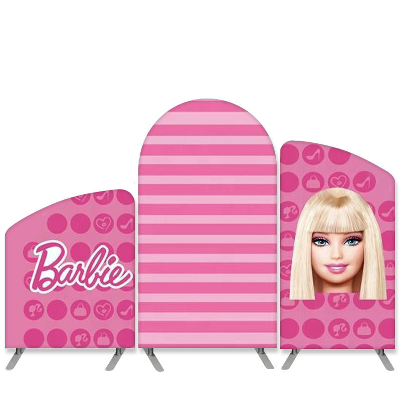 Lofaris Little Princess Theme Hot Pink Stripes Party Arch Backdrop Kit