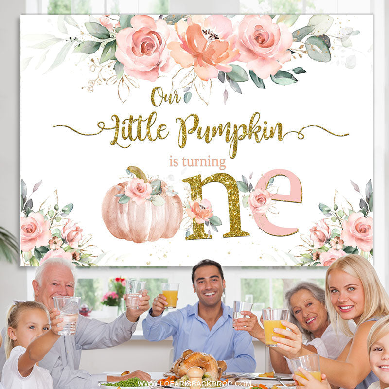Lofaris Little Pumpkin Is Turning One Happy Birthday Backdrop