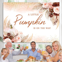Lofaris Little Pumpkin Light Pink Floral Baby Shower Backdrop