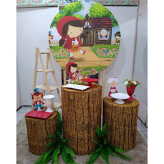 Lofaris Little Red Riding Hood Theme Party Round Backdrop Kit