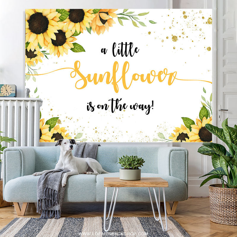 Lofaris Little Sunflower Is On The Way Baby Shower Backdrop