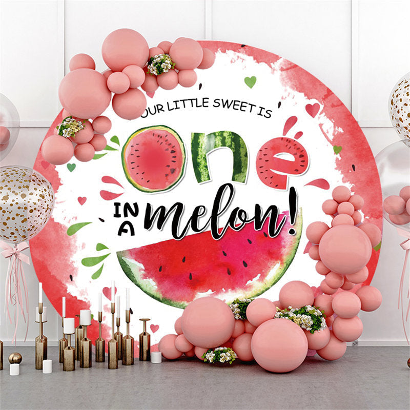 Lofaris Little Sweet Is One In A melon Round Birthday Backdrop