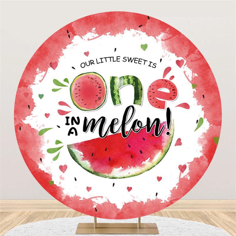 Lofaris Little Sweet Is One In A melon Round Birthday Backdrop