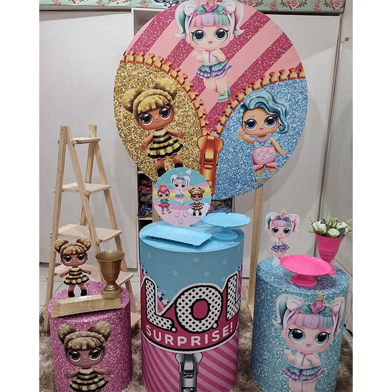 Lofaris Lol Glitter Surpise Cartoon Circle Backdrop Kit For Girl