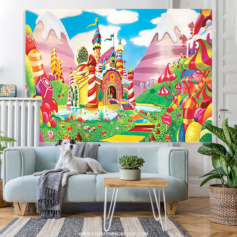 Lofaris Lollipop Candyland Castle Birthday Backdrop For Girl