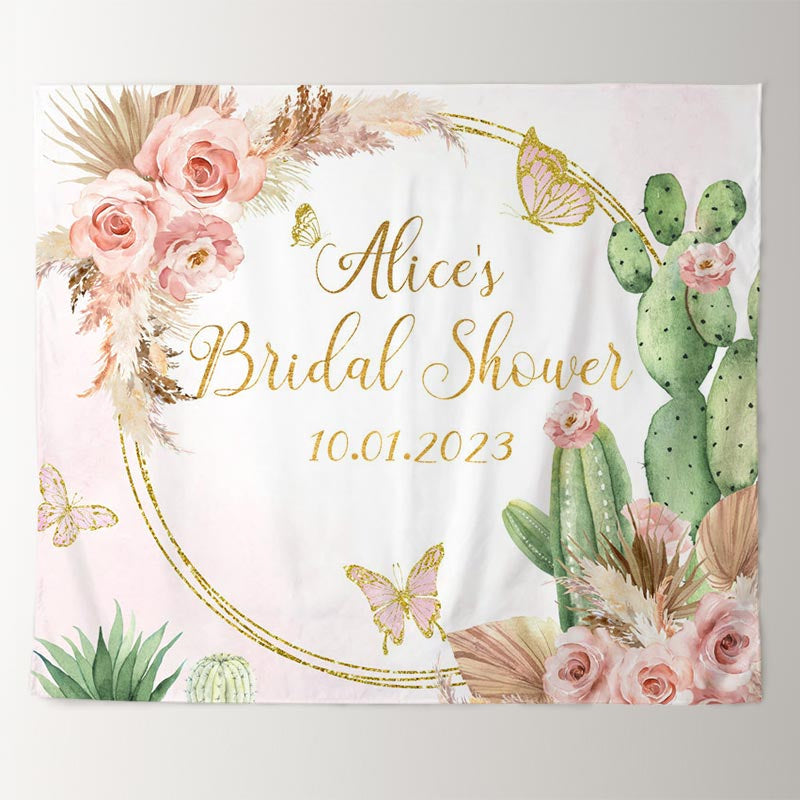 Lofaris Love And Tacos Cactus Floral Bridal Shower Backdrop For Party
