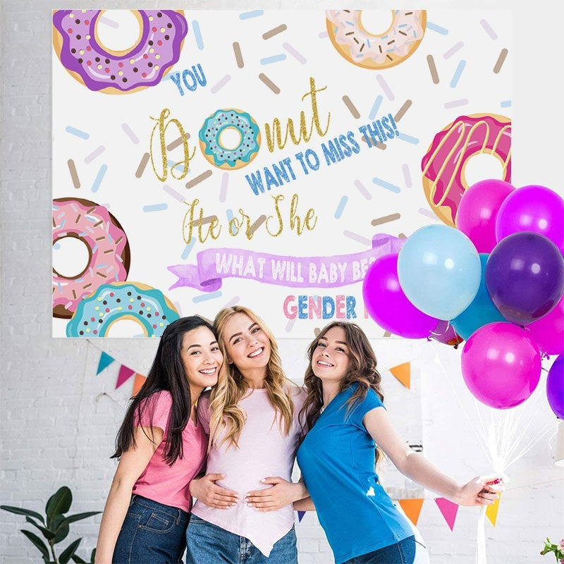 Lofaris Lovely And Colorful Donuts Themed Baby Shower Backdrop
