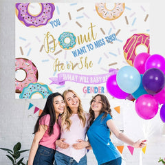 Lofaris Lovely And Colorful Donuts Themed Baby Shower Backdrop