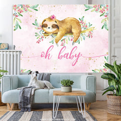 Lofaris Lovely And Floral Pink Spring Baby Shower Backdrop