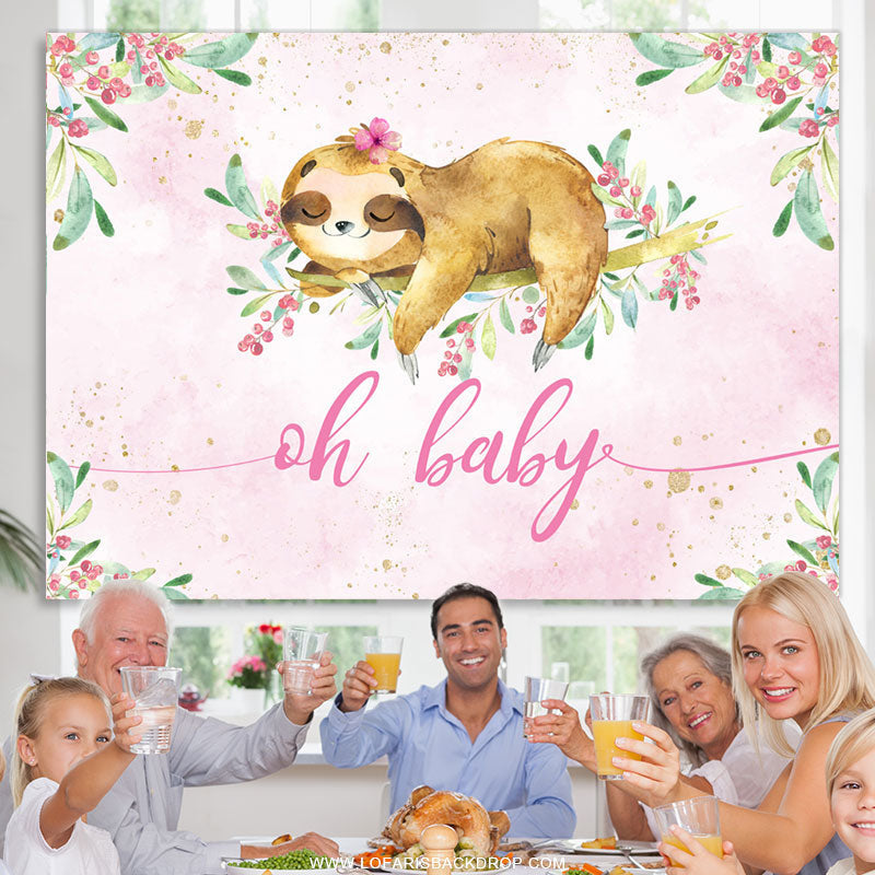 Lofaris Lovely And Floral Pink Spring Baby Shower Backdrop