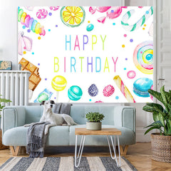 Lofaris Lovely And Simple Candy Themed Happy Birthday Backdrop