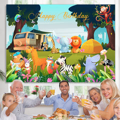 Lofaris Lovely Animals Safari Camping Backdrop For Birthday