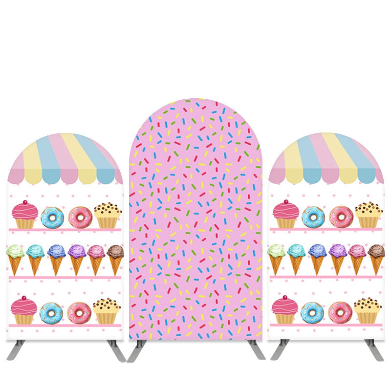 Lofaris Lovely Dount Dessert Shop Birthday Arch Backdrop Kit