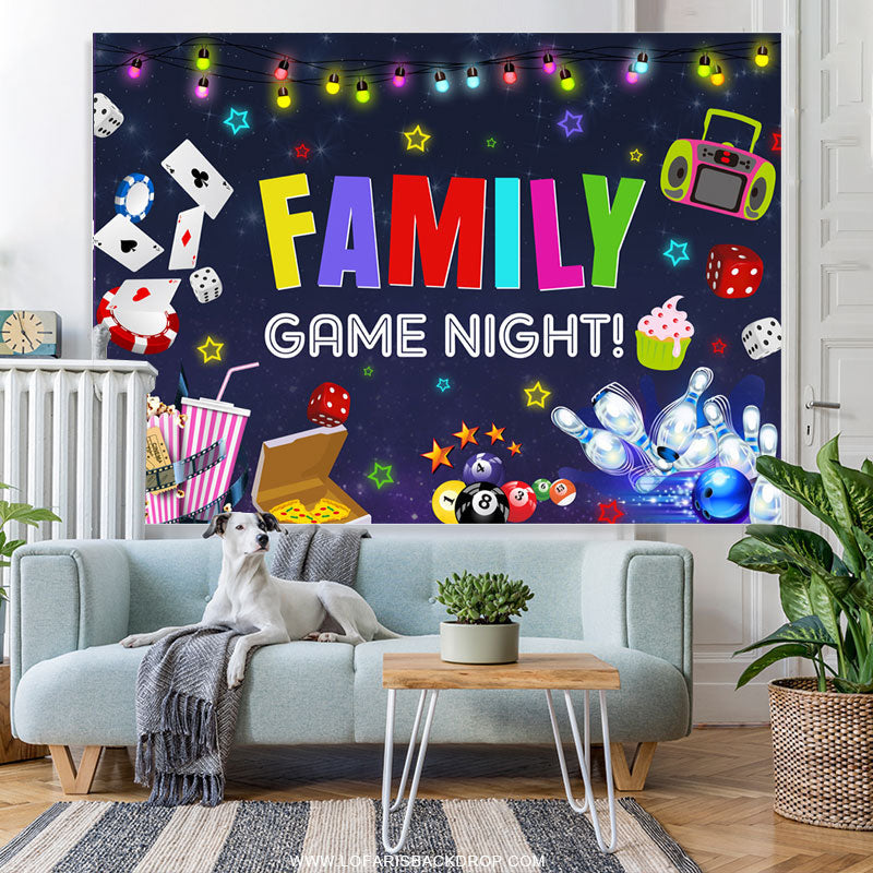 Lofaris Lovely Family Game Night Happy Birthday Backdrop