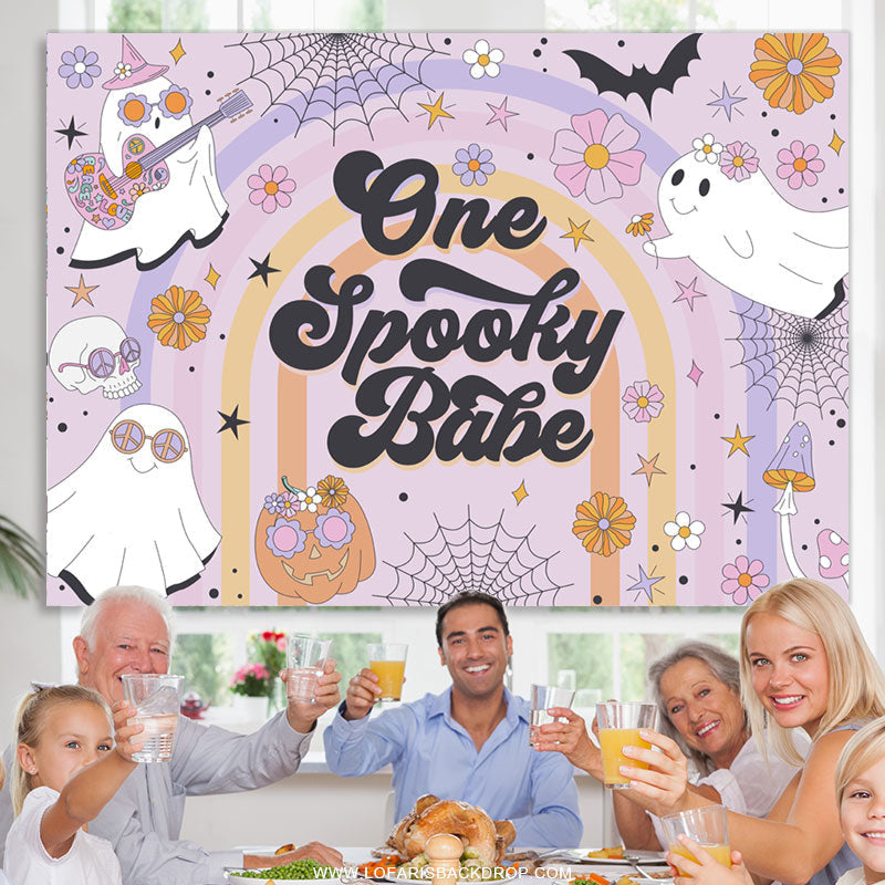 Lofaris Lovely Floral Ghost Halloween Baby Shower Backdrop