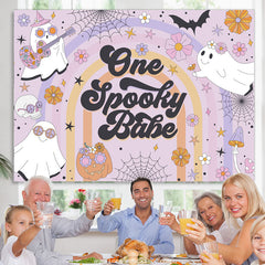 Lofaris Lovely Floral Ghost Halloween Baby Shower Backdrop