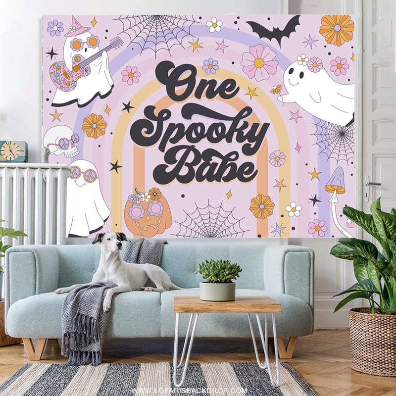 Lofaris Lovely Floral Ghost Halloween Baby Shower Backdrop