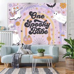 Lofaris Lovely Floral Ghost Halloween Baby Shower Backdrop