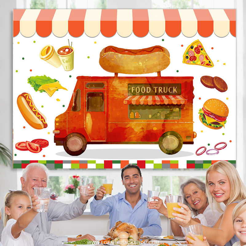 Lofaris Lovely Food Truck Birthday Backdrop For Kids Party