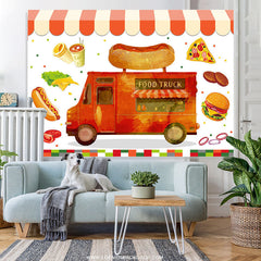 Lofaris Lovely Food Truck Birthday Backdrop For Kids Party