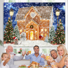 Lofaris Lovely Gingerbread House and Snowman Christmas Backdrop