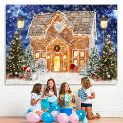 Lofaris Lovely Gingerbread House and Snowman Christmas Backdrop