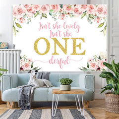 Lofaris Lovely Her Is Onederful Pink Flower Birthday Backdrop