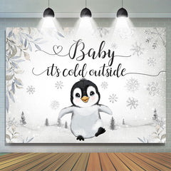 Lofaris Lovely Pigeon Walking On The Snow Baby Shower Backdrop