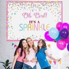 Lofaris Lovely Pink And Glitter Dot Simple Baby Shower Backdrop