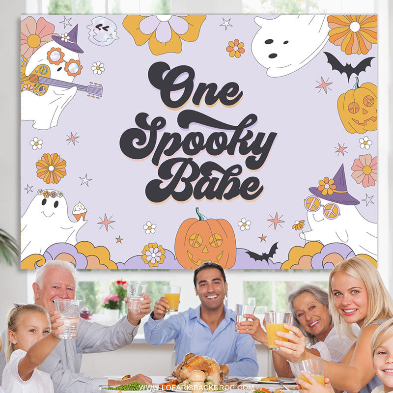 Lofaris Lovely Pumpkin Ghost Halloween Baby Shower Backdrop