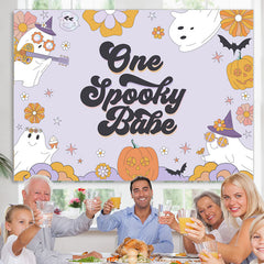 Lofaris Lovely Pumpkin Ghost Halloween Baby Shower Backdrop