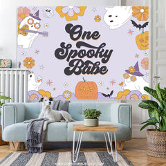 Lofaris Lovely Pumpkin Ghost Halloween Baby Shower Backdrop