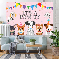 Lofaris Lovely Puppy Its A Pawty Pink Animal Birthday Backdrop