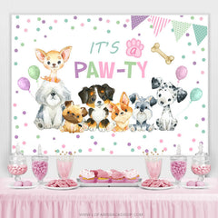 Lofaris Lovely Puppy Theme Its A Party Happy Birthday Backdrop