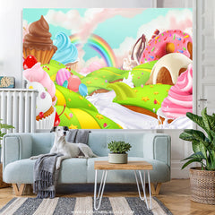 Lofaris Lovely Rainbow Candy Land Dessert Birthday Backdrop