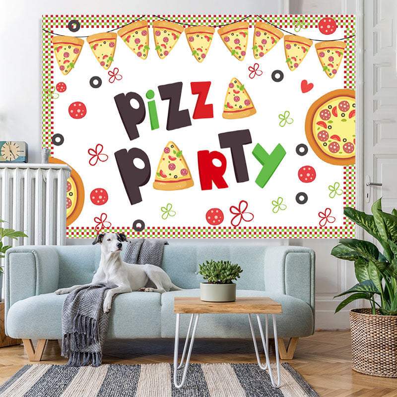 Lofaris Lovely Tomato Pizza Party Themed Birthday Backdrop