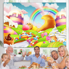 Lofaris Magic Candyland World Happy Birthday Backdrop