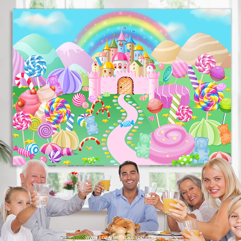 Lofaris Magical Candyland Castle World Birthday Backdrop