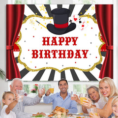 Lofaris Magical Cards Curtain Themed Happy Birthday Backdrop