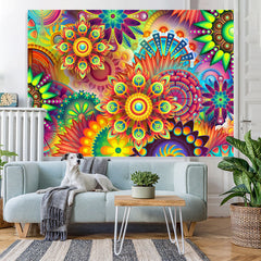 Lofaris Mandala Peacock Tail Flower Backdrop for Photoshoot