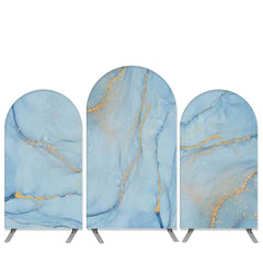 Lofaris Marble Texture Theme Blue And Gold Birthday Arch Backdrop Kit