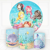 Lofaris Mermaid In The Sea With Shell Round Backdrop Kit For Girl