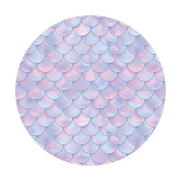 Lofaris Mermaid Scales Round Happy Birthday Backdrop For Party