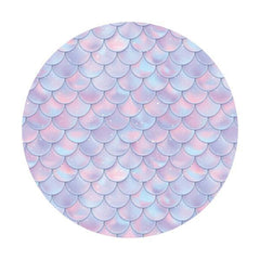 Lofaris Mermaid Scales Round Happy Birthday Backdrop For Party
