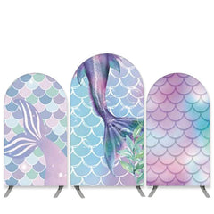 Lofaris Mermaid Theme Purple Blue Birthday Arch Backdrop Kit