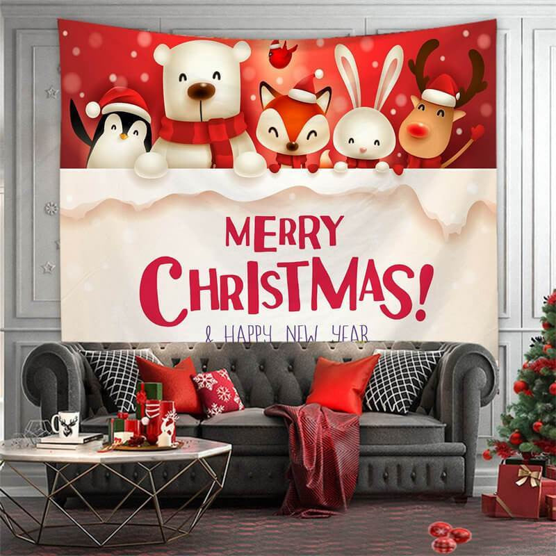 Lofaris Merry Christmas Animal Room Decoration Wall Tapestry