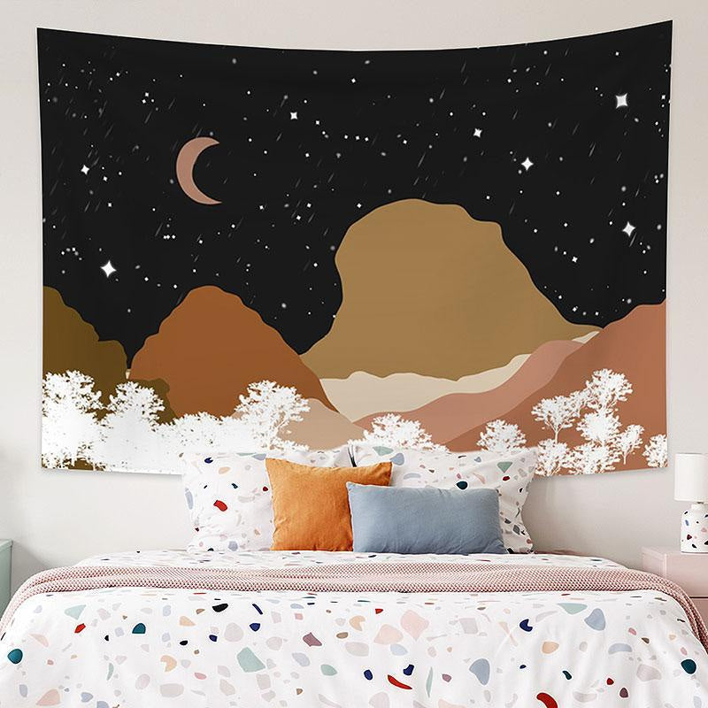 Lofaris Meteor Moon Mountain Landscape Forest Custom Tapestry