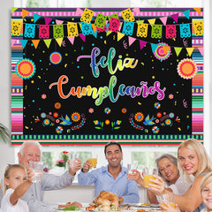 Lofaris Mexican Fiesta Flower Happy Birthday Backdrop